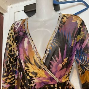 Spy Zone Exchange animal print rhinestone dress lion Dress cheetah sexy floral